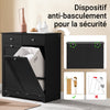 SoBuy BZR33-II-SCH Meuble Salle de Bain avec Panier à Linge Armoire de Rangement 2 Tiroirs et Grande Capacité Sacs à Linge, Idéal pour Salle de Bain, Buanderie, Appartement L78xP38xH91cm, Noir
