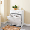 SoBuy BZR33-II-W Meuble Panier à Linge 2 Compartiments 45L – 2 Tiroirs, Gain de Place Salle de Bain, Blanc