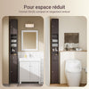 SoBuy BZR34-II-BR Colonne Salle de Bain Ultra-Slim Brun 20x20cm, 1 Tiroir, 2 Portes, 5 Compartiments, Étagères Réglables, Anti-Humidité, 25kg – 20x20x180 cm
