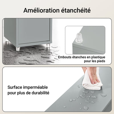 SoBuy BZR34-II-HG Colonne Salle de Bain Ultra-Étroite 20×20×180 cm – Tiroir Central, Étagères Réglables, Gris