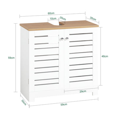SoBuy BZR40-W Meuble Sous-Lavabo Meuble Sous-Vasque à 2 étages et 2 Portes Meuble de Rangement de Salle de Bain