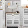 SoBuy BZR40-W Meuble Sous-Lavabo Meuble Sous-Vasque à 2 étages et 2 Portes Meuble de Rangement de Salle de Bain