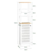 SoBuy BZR43-W Meuble Colonne Salle de Bain Étroit avec Étagères Ouvertes et Porte à Lames – Armoire de Rangement Haut pour Salle de Bain, WC, Cuisine ou Buanderie, Blanc-Bois, 160x40x30cm