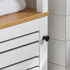 SoBuy BZR43-W Meuble Colonne Salle de Bain Étroit avec Étagères Ouvertes et Porte à Lames – Armoire de Rangement Haut pour Salle de Bain, WC, Cuisine ou Buanderie, Blanc-Bois, 160x40x30cm