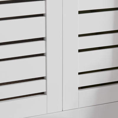 SoBuy BZR43-W Colonne Salle de Bain avec Porte à Lames, Gain de Place, pour Salle de Bain et WC, Rangement Optimisé, Compact – L40×P30×H160 cm, Bois, Blanc