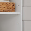 SoBuy BZR43-W Meuble Colonne Salle de Bain Étroit avec Étagères Ouvertes et Porte à Lames – Armoire de Rangement Haut pour Salle de Bain, WC, Cuisine ou Buanderie, Blanc-Bois, 160x40x30cm