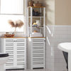 SoBuy BZR43-W Meuble Colonne Salle de Bain Étroit avec Étagères Ouvertes et Porte à Lames – Armoire de Rangement Haut pour Salle de Bain, WC, Cuisine ou Buanderie, Blanc-Bois, 160x40x30cm