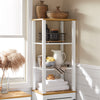 SoBuy BZR43-W Meuble Colonne Salle de Bain Étroit avec Étagères Ouvertes et Porte à Lames – Armoire de Rangement Haut pour Salle de Bain, WC, Cuisine ou Buanderie, Blanc-Bois, 160x40x30cm