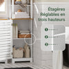 SoBuy BZR43-W Meuble Colonne Salle de Bain Étroit avec Étagères Ouvertes et Porte à Lames – Armoire de Rangement Haut pour Salle de Bain, WC, Cuisine ou Buanderie, Blanc-Bois, 160x40x30cm