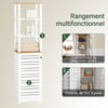 SoBuy BZR43-W Meuble Colonne Salle de Bain Étroit avec Étagères Ouvertes et Porte à Lames – Armoire de Rangement Haut pour Salle de Bain, WC, Cuisine ou Buanderie, Blanc-Bois, 160x40x30cm