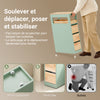 SoBuy BZR54-II-GR Meuble Salle de Bain à Roulettes Vert et Hévéa, 3 Tiroirs et Niche Ouverte, Slim 23cm, 40kg – 65x23x82 cm