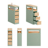 SoBuy BZR54-II-GR Meuble Salle de Bain à Roulettes Vert et Hévéa, 3 Tiroirs et Niche Ouverte, Slim 23cm, 40kg – 65x23x82 cm