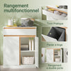 SoBuy BZR79-W Meuble de Salle de Bain avec Panier à Linge Intégré, Tiroir et Double Porte – Blanc et Bois
