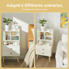 SoBuy FBT100-W Table de Nuit Moderne avec Tiroirs & Étagères Ouvertes, Table de Chevet avec Pieds en Bois de Pin, Rangement pour Chambre & Salon, Blanc