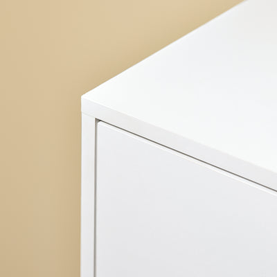 SoBuy FBT105-W Caisson d’Imprimante Mobile avec Roulettes, 2 Tiroirs et 1 Compartiment Ouvert, Rangement Optimisé, Design Fonctionnel – L60×P35×H70 cm, Blanc