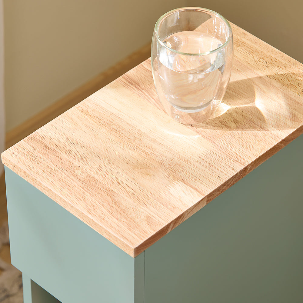 SoBuy FBT111-GR Table de Chevet Ultra-Fine avec Tiroir et Étagère – L20×P35×H60 cm, Charge max. 20 kg, MDF/PB E1, Vert