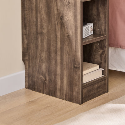 SoBuy FBT111-SN Table de Chevet Slim avec Tiroir et Étagère Réglable – L20×P35×H60 cm, Charge 25 kg, Découpe pour Plinthe, Marron