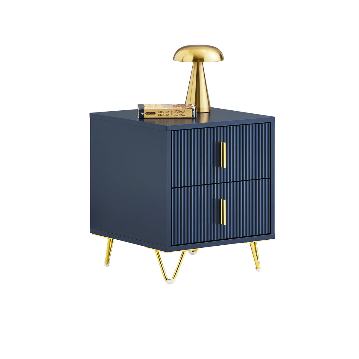 SoBuy FBT115-B Table de Chevet, Table de Nuit avec 2 tiroirs, Table d’appoint Moderne pour Chambre et Salon, Bleu L40 x P40 x