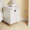 SoBuy FBT115-L-E-W Table de Chevet avec Fonction de Charge, Table de Nuit avec 2 Prises, USB et Type-C, Table d'appoint Bedside Table pour Chambre et Salon, Blanc, L40 x P40 x H63,5 cm