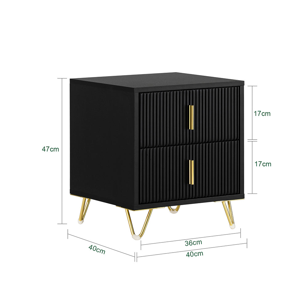 SoBuy FBT115-SCH Table de Chevet - Table de Nuit avec 2 tiroirs, Table d'appoint pour Chambre à Coucher - Meuble de Rangement Moderne, Noir, L40 x P40 x H47 cm