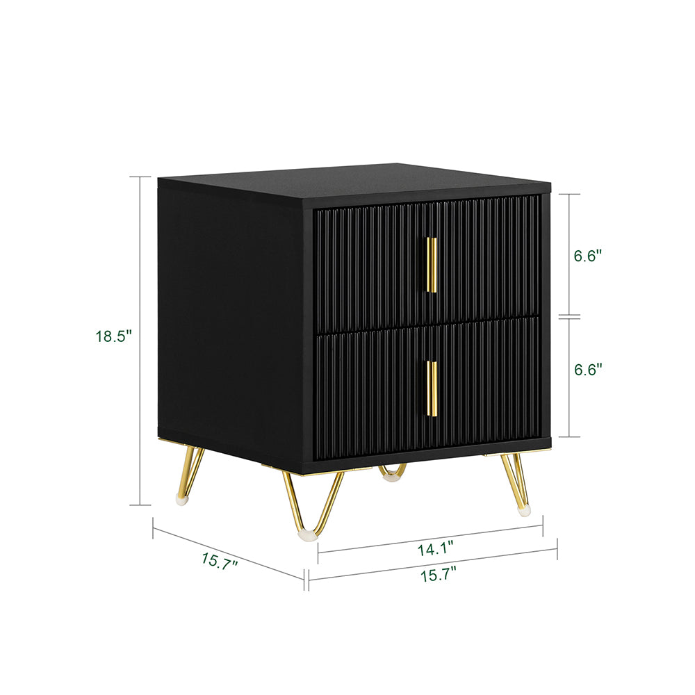 SoBuy FBT115-SCHx2 Lot de 2 Table de Chevet - Table de Nuit avec 2 tiroirs, Table d'appoint pour Chambre à Coucher - Meuble de Rangement Moderne, Noir L40 x P40 x H47 cm