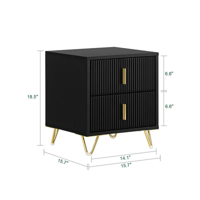 SoBuy FBT115-SCHx2 Lot de 2 Table de Chevet - Table de Nuit avec 2 tiroirs, Table d'appoint pour Chambre à Coucher - Meuble de Rangement Moderne, Noir L40 x P40 x H47 cm