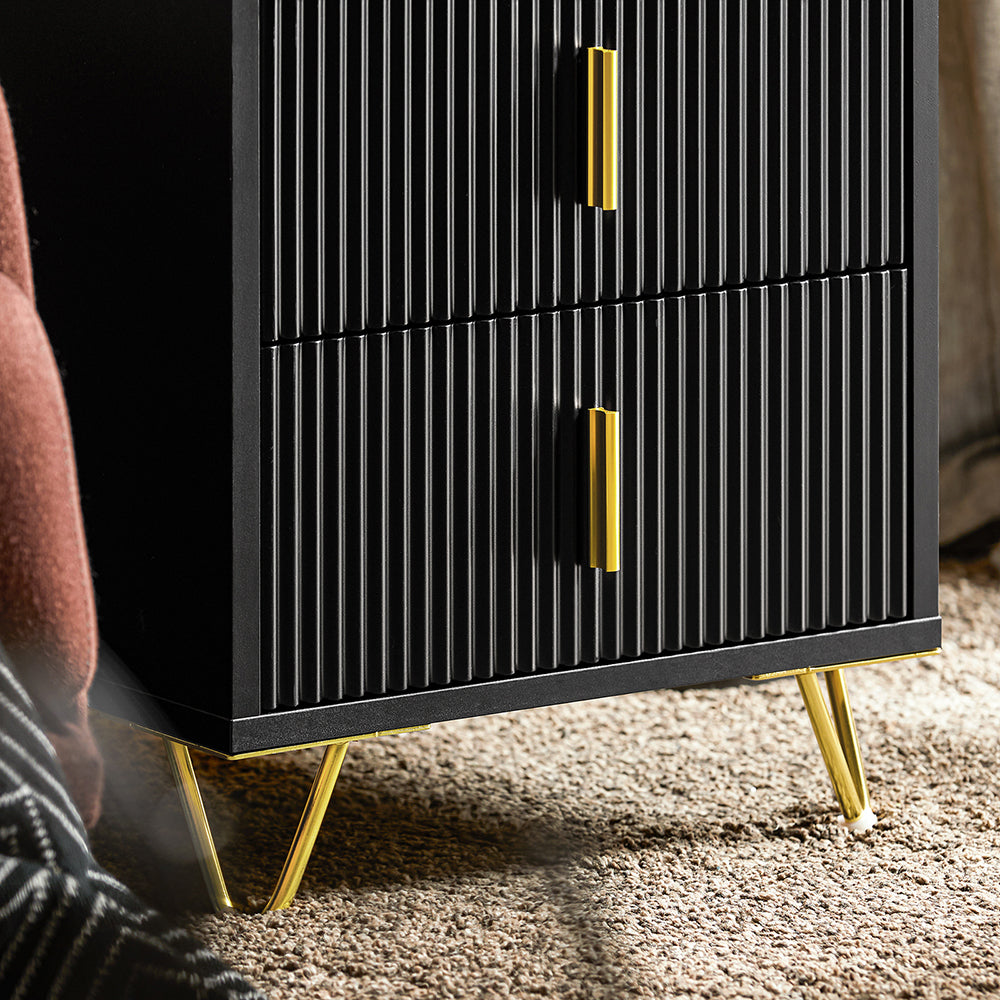 SoBuy FBT115-SCHx2 Lot de 2 Table de Chevet - Table de Nuit avec 2 tiroirs, Table d'appoint pour Chambre à Coucher - Meuble de Rangement Moderne, Noir L40 x P40 x H47 cm