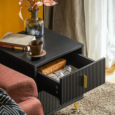 SoBuy FBT115-SCH Table de Chevet - Table de Nuit avec 2 tiroirs, Table d'appoint pour Chambre à Coucher - Meuble de Rangement Moderne, Noir, L40 x P40 x H47 cm