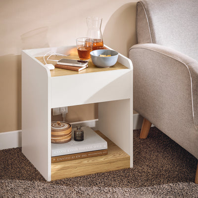 SoBuy FBT128-WN Table de Chevet, Table de Nuit, Table d'Appoint, Bout de Canapé avec 1 Tiroir pour Salon, Chambre