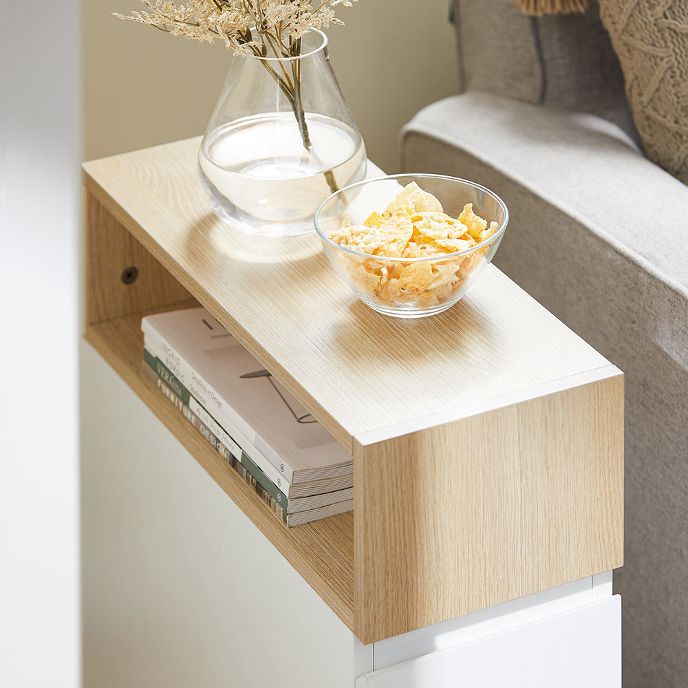 SoBuy FBT155-WN Bout de Canapé sur roulettes Table de Chevet Table de Nuit Table d'Appoint