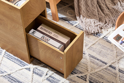 SoBuy FBT158-N Table de Chevet avec Plateau Amovible et Tiroir, Gain de Place, pour Salon et Chambre, Rangement Optimisé, Compact – L25×P70×H55 cm, Naturel