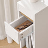SoBuy FBT163-WN Table de Chevet étroite de 20 cm avec tiroir et étagère, Meuble Gain de Place pour Salon, Blanche et Naturelle 20 x 35 x 60 cm