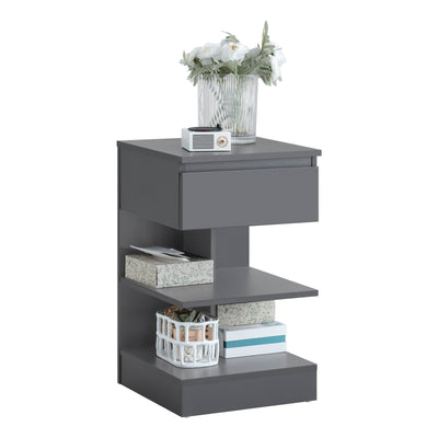 SoBuy FBT49-HG Table de Chevet - Table de Nuit avec 1 tiroir et 2 étagères, Table d'appoint pour Chambre à Coucher - Meuble d