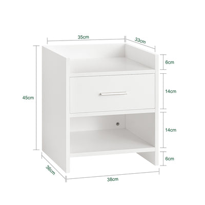 SoBuy FBT66-W Table de Chevet Table de Nuit Bout de Canapé avec 1 Tiroir 1 Niche Blanc