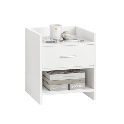 SoBuy FBT66-W Table de Chevet Table de Nuit Bout de Canapé avec 1 Tiroir 1 Niche Blanc