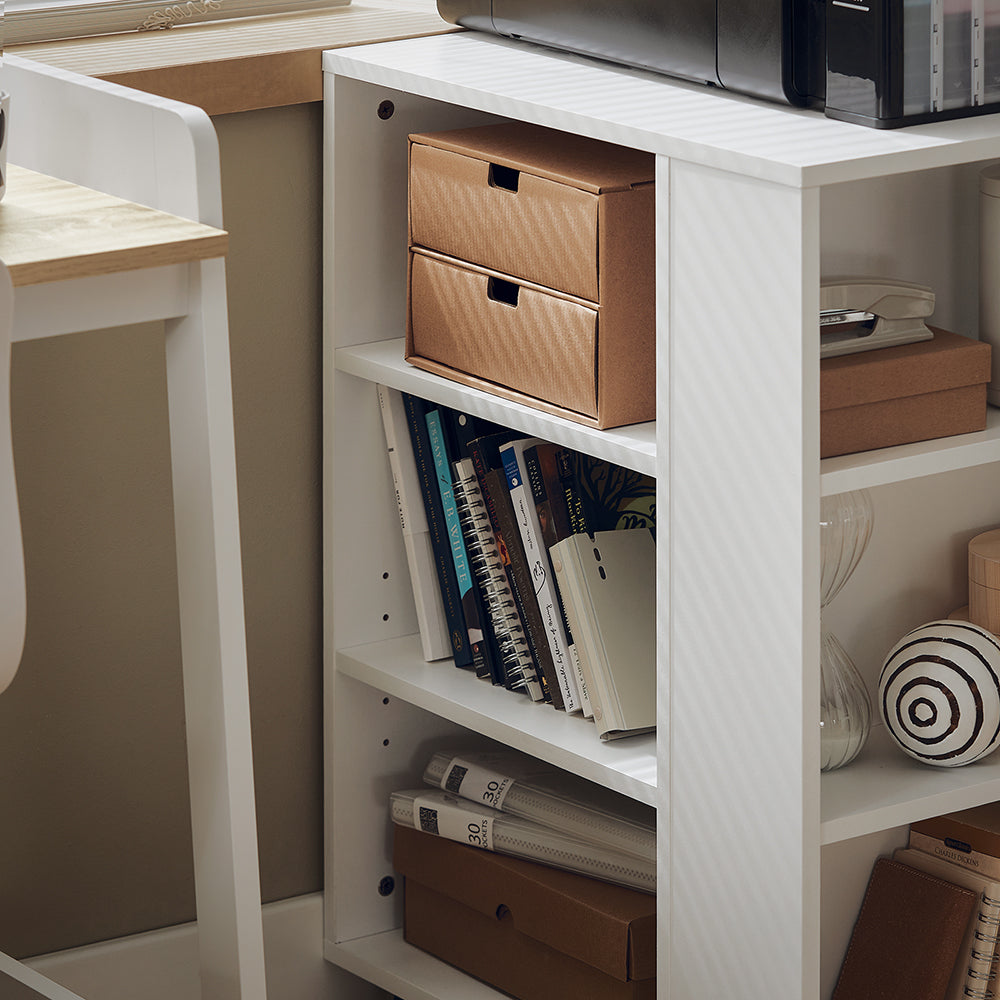 SoBuy FBT68-W Bout de Canapé Table Roulante avec Étagères de Rangement Bibliothèque à roulettes