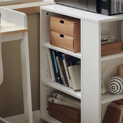 SoBuy FBT68-W Bout de Canapé Table Roulante avec Étagères de Rangement Bibliothèque à roulettes