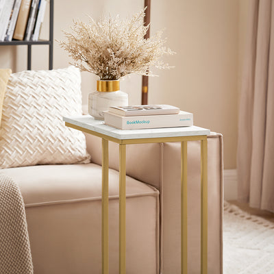 SoBuy FBT87-G Table d’Appoint Moderne Bout de canapé à Café Table de Chevet Effet Marbre