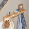 SoBuy FHK06-N Étagère Porte-Serviette Porte-Manteau Mural Penderie Patère Murale en Bambou avec Étagère et 6 Crochets - L90 x P12,5 x H16,5cm