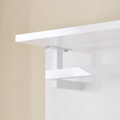 SoBuy FHK36-W Porte-Manteau Mural avec Étagère et 4 Crochets – 100×20×70 cm, Charge 21 kg, MDF E1, Blanc