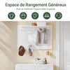 SoBuy FHK36-W Porte-Manteau Mural avec Étagère et 4 Crochets – 100×20×70 cm, Charge 21 kg, MDF E1, Blanc