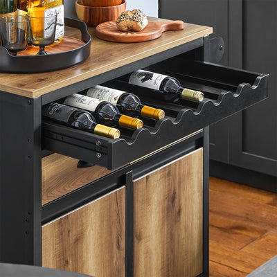 SoBuy FKW122-SCH Desserte de Cuisine à roulettes Chariot de Cuisine, 1 Porte-Bouteilles, 2 Tiroirs et 2 Portes