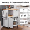 Prévente SoBuy FKW123-WN Petit Îlot de Cuisine Gain de Place sur Roulettes, Plan de Travail en Bois d'Hévéa, Meuble Compact avec Tiroirs et Rangement – 72x40x84cm, Blanc