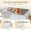 SoBuy FKW128-II-ST Chariot de Cuisine avec Tiroirs et Plan Rabattable – Îlot Pliable, Rangement – 107×71×91 cm, Blanc