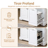 SoBuy FKW128-II-ST Chariot de Cuisine avec Tiroirs et Plan Rabattable – Îlot Pliable, Rangement – 107×71×91 cm, Blanc
