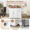 SoBuy FKW128-II-ST Chariot de Cuisine avec Tiroirs et Plan Rabattable – Îlot Pliable, Rangement – 107×71×91 cm, Blanc