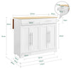 SoBuy FKW129-WN Îlot Central de Cuisine sur Roulettes, Plan Extensible 44→69cm, 2 Tiroirs & 2 Portes, Étagères Réglables, Chariot Mobile – 113x91cm, Blanc
