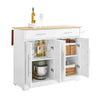 SoBuy FKW129-WN Îlot Central de Cuisine sur Roulettes, Plan Extensible 44→69cm, 2 Tiroirs & 2 Portes, Étagères Réglables, Chariot Mobile – 113x91cm, Blanc