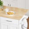 SoBuy FKW129-WN Îlot Central de Cuisine sur Roulettes, Plan Extensible 44→69cm, 2 Tiroirs & 2 Portes, Étagères Réglables, Chariot Mobile – 113x91cm, Blanc