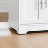SoBuy FKW129-WN Îlot Central de Cuisine sur Roulettes, Plan Extensible 44→69cm, 2 Tiroirs & 2 Portes, Étagères Réglables, Chariot Mobile – 113x91cm, Blanc